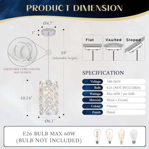 Crystal Pendant Light (Round Chrome)