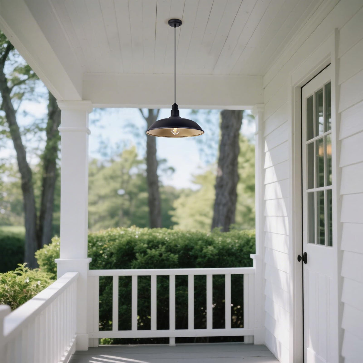 Farmhouse Pendant Light with 16 Inch Dome for Outdoor and Indoor Use (Matte Black / 16" Dome)