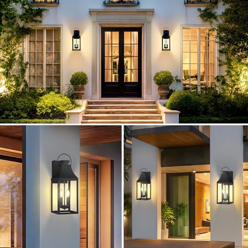 2-Pack 20-Inch Dusk to Dawn Outdoor Wall Sconces, Black 2-Light (Dusk to Dawn / 20 Inch)