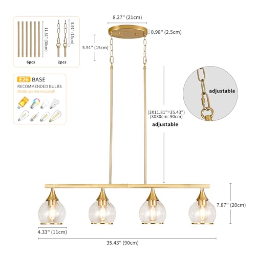 Island Light for Kitchen (Gold / 4-Light)
