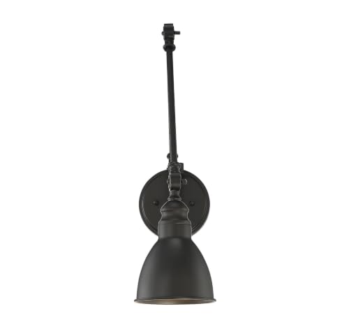 9-960-1-89 Dakota Vintage Bohemian Mid-Century Modern Metal Wall Sconce with Adjustable Arm, 1-Light 60 Watt, 17" H x 6" W, Matte Black (Matte Black)