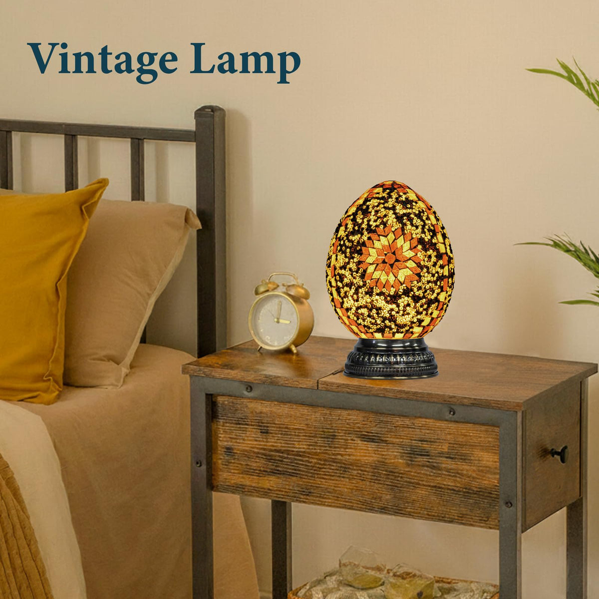 Turkish Mosaic Lamp Stained Glass Table Lamp with Tiffany Style (A - Yellow)