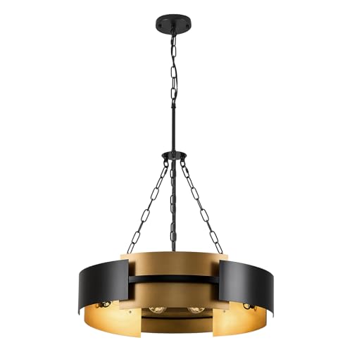 Industrial Drum Chandelier Round Metal Pendant Light Fixture