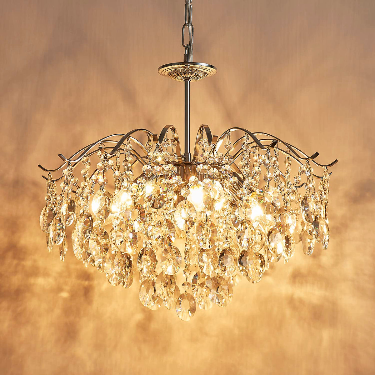 Saint Mossi Modern K9 Crystal Chandeliers (Chrome:6-Lights)