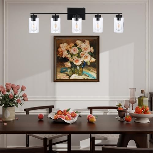 5 Light Bathroom Vanity Light Fixtures (5 Lights Black)