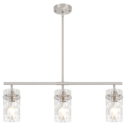 29.52" Brushed Nickel Linear Chandelier Kitchen Dining Room Island Lights (3-Light Brushed Nickel)