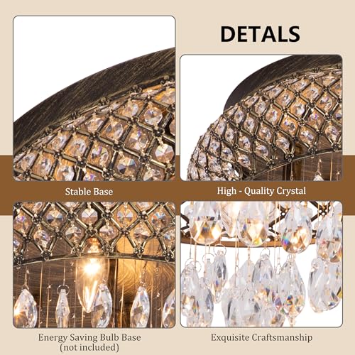 19.5'' Crystal Bronze Chandelier (19.6"Wx11.3"H / Bronze)