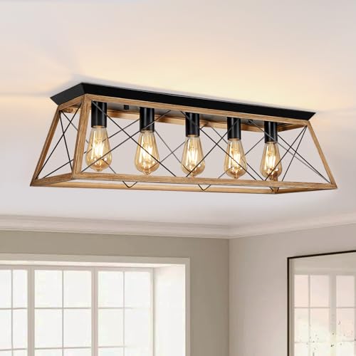 31.5" Rustic Flush Mount Ceiling Light Fixture