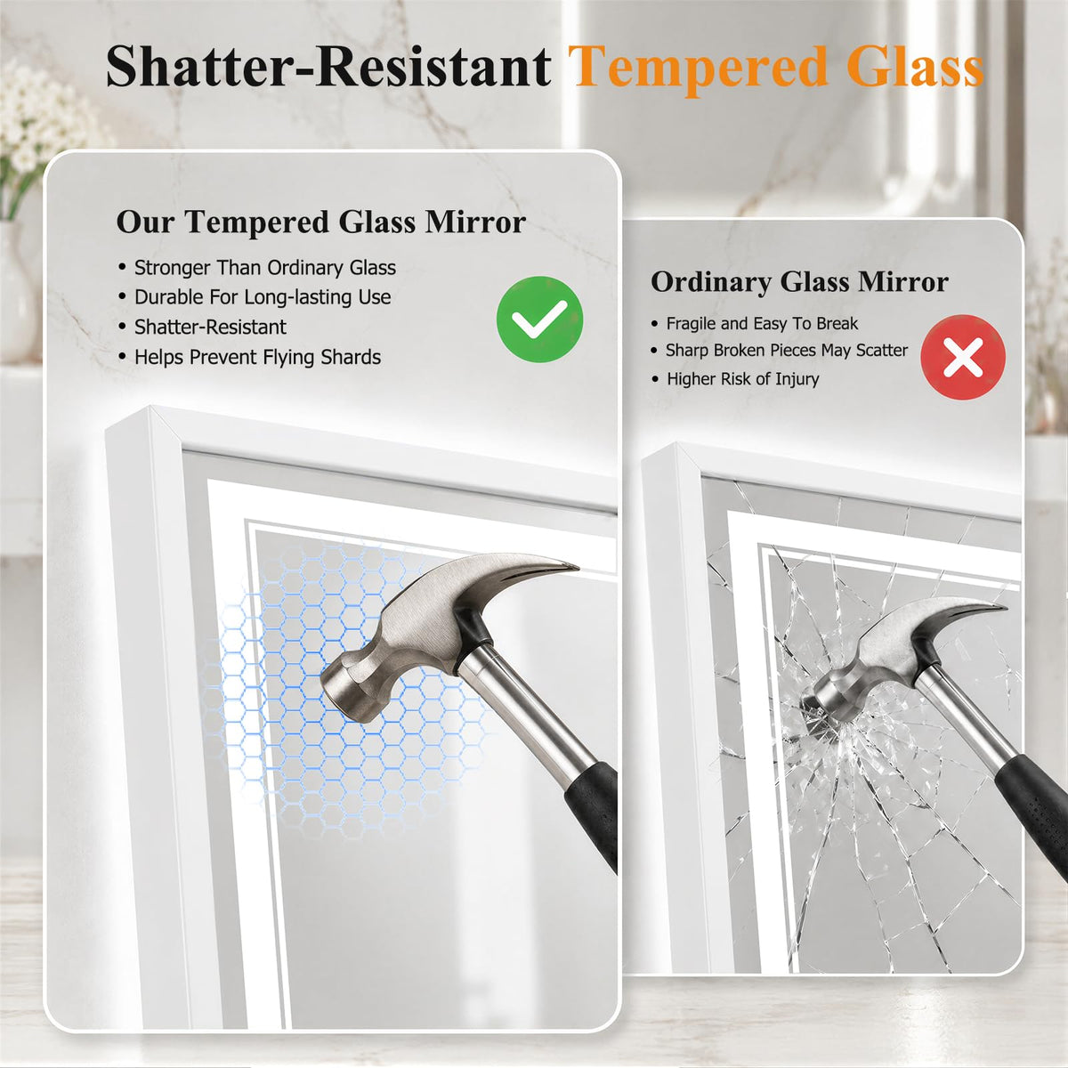 30"x60" LED Bathroom Mirror with Lights (White / 60"L x 30"W)