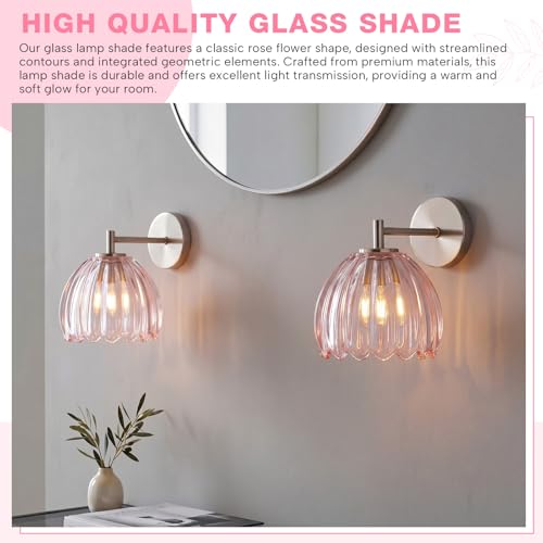 2 Pcs Glass Tulip Lamp Shade (Pink)