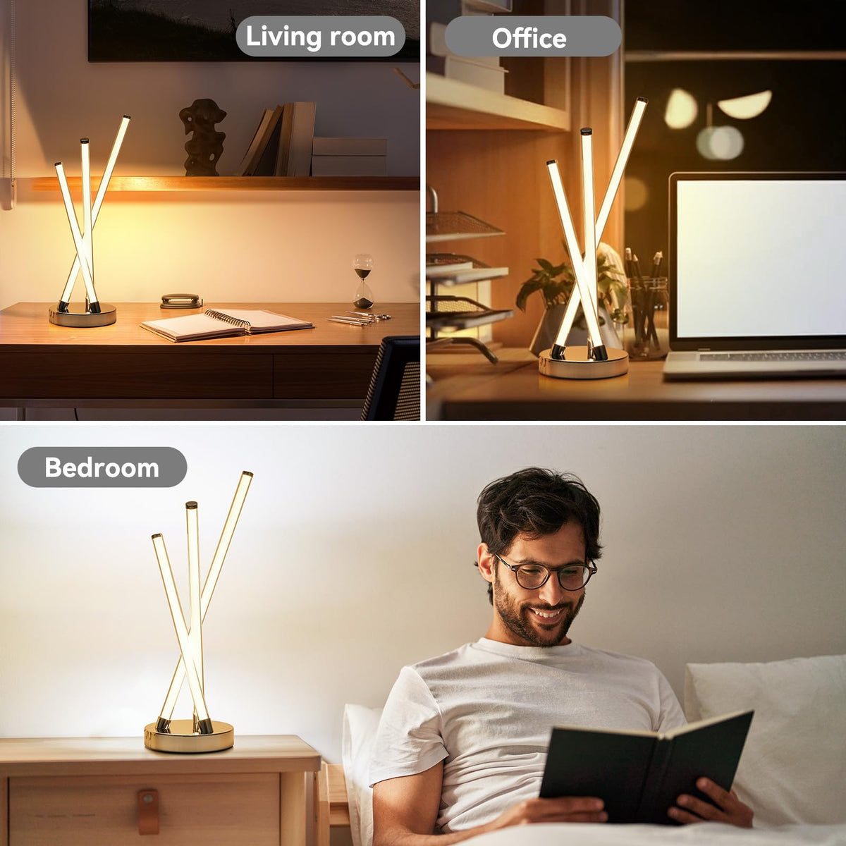 LED Table Lamp Black (Three Lines Table Lamp)