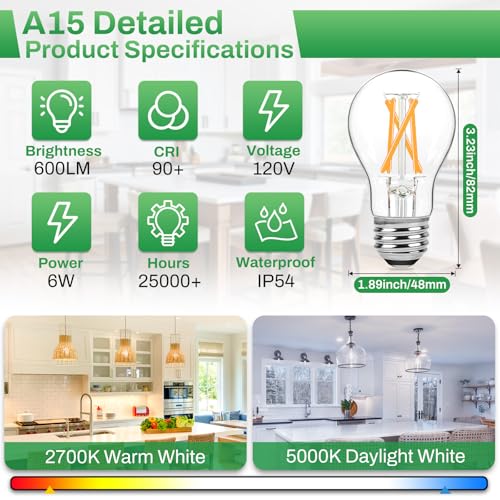 12 Pack Dimmable E26 LED Edison Bulbs 60 Watt Equivalent (2700k Warm White / 12 Count (Pack of 1))