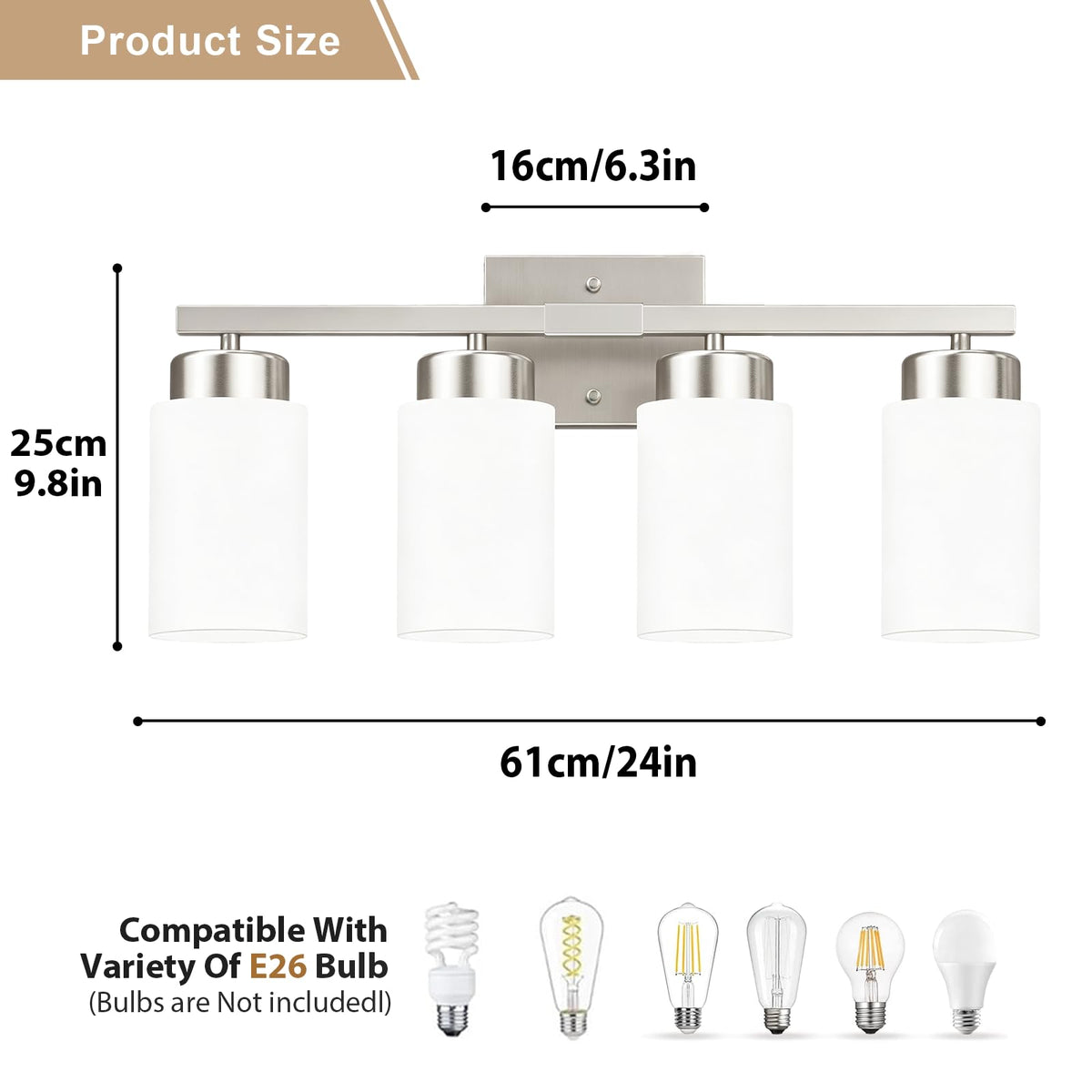 Bathroom Light Fixtures (Brushed Nickel, Milky White / 4-Light)