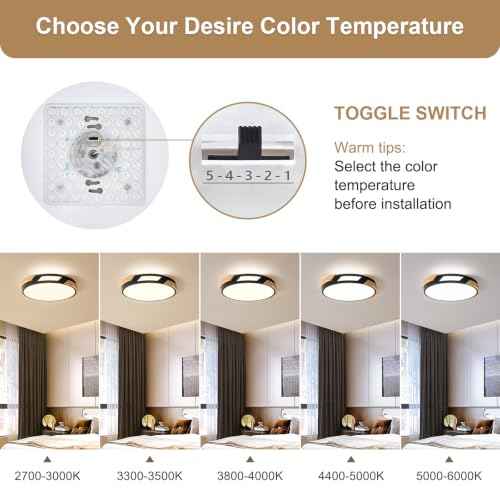 Modern LED Ceiling Light (Black / 15.75 in)