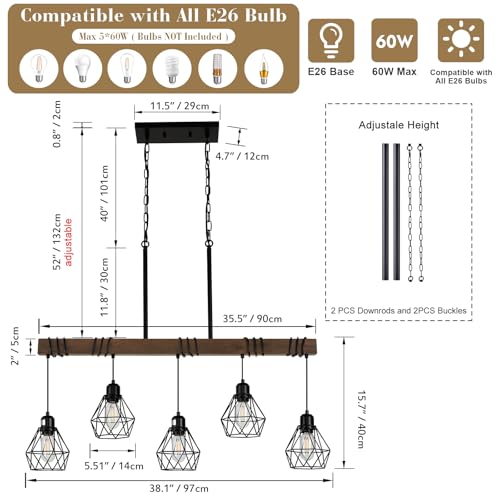 Farmhouse Dining Room Light Fixture (Black / 5-Light)