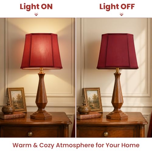 Rectangle Cut Corner Lamp Shades Set of 2 (Burgundy Red)