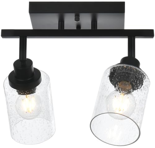 2 Light Black Track Lighting Kit Ceiling Mount Kitchen Track Lighting Fixtures (Black / 2-Light)