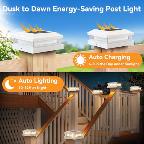 4x4 5x5 Solar Post Cap Lights Outdoor 8 (White / 8 Pack)
