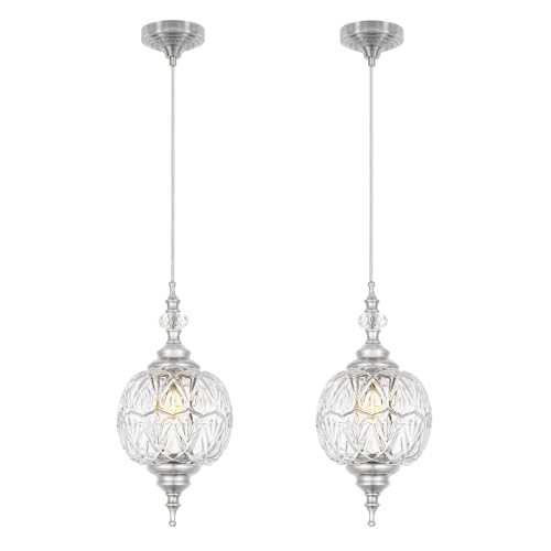 Pendant Lights Kitchen Island 2 Pack with Clear Glass