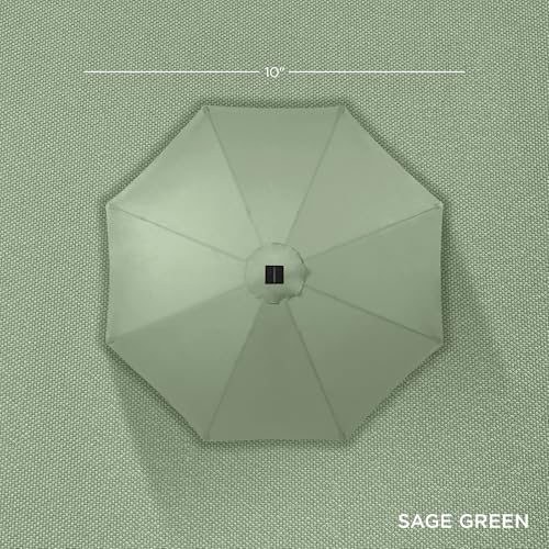 10ft Solar Polyester LED Lighted Patio Umbrella w (Sage Green)