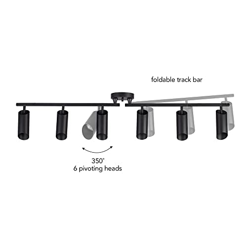 Foldable 6 Light Track Ceiling Light (Black, Christina 6-Light)