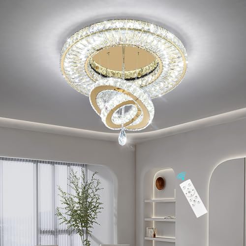 Modern Chandelier for Living Room Light Indoor LED Dimmable Lights Ceiling Chandeliers for Dining Room Bedroom Entryway Gold 45W LEDs Fixtures 3600 Lumens (Gold / W24")