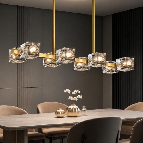Linear Crystal Dining Room Chandelier (8 lights Gold)