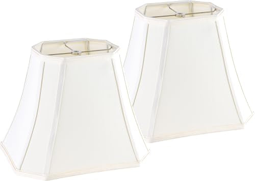 Square Cut Corner Lamp Shades Set of 2 (8 x 14 x 11 inches - 2 Pack / Cream)