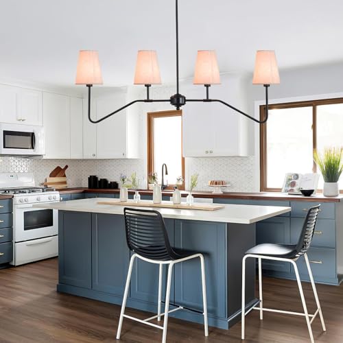 Linear Chandelier with Fabric Shades