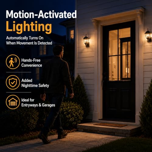 Motion Sensor Outdoor Wall Lights 2 Pack (Black / Motion Sensor)