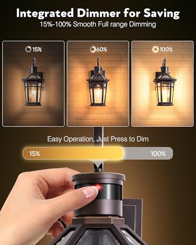 2 Pack Motion Sensor Outdoor Porch Lights Wall Mount (Oil Rubbed Bronze(Gold Trim) / 2-Pack)