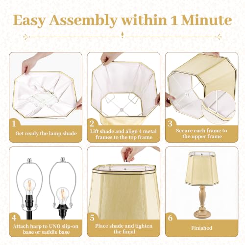 Gold Rectangle Lamp Shades Set of 2 for Table Lamp (Gold)