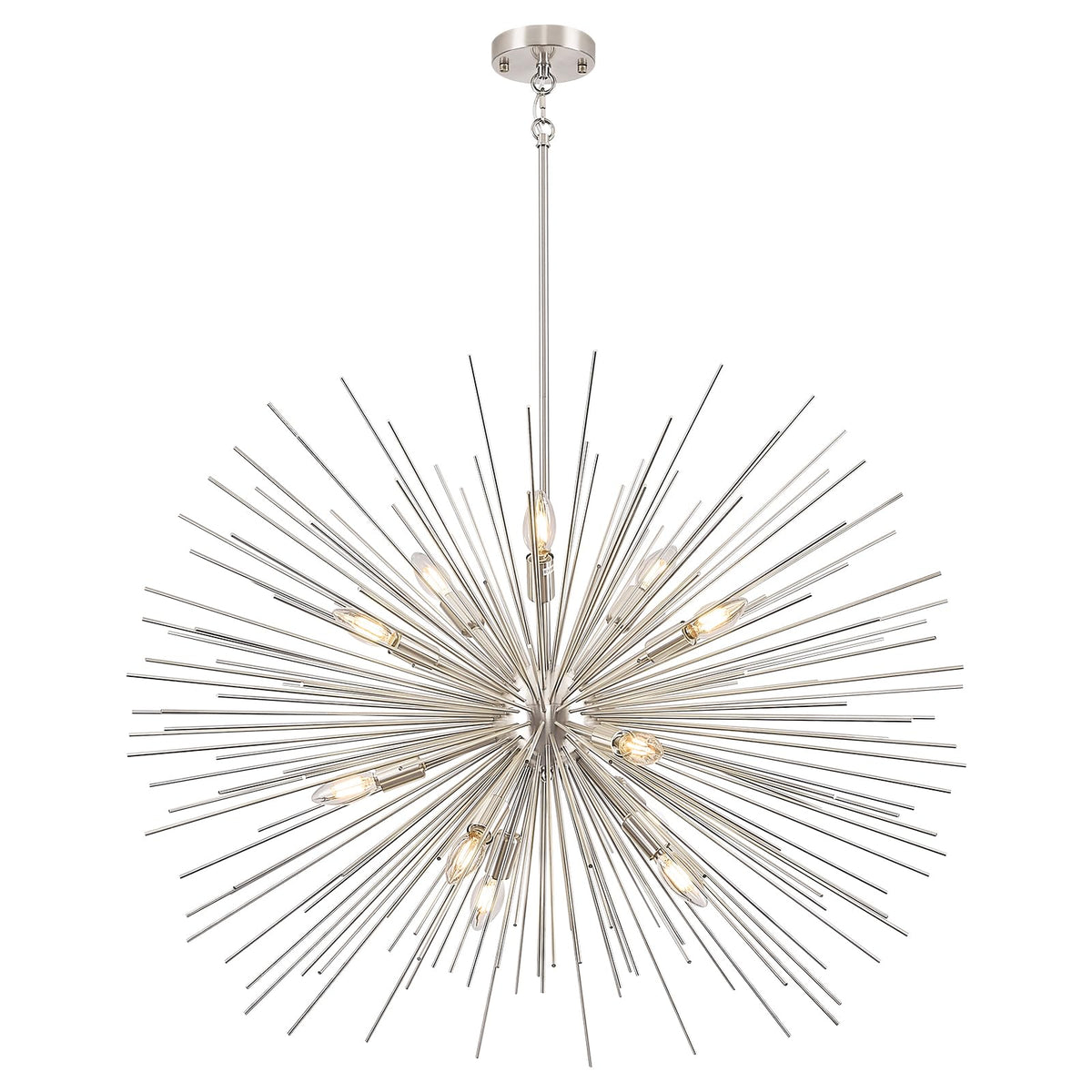 35in Nickel Sputnik Chandelier 12 Light Starburst Light Fixture Solid Metal (Nickel / 35 inch)