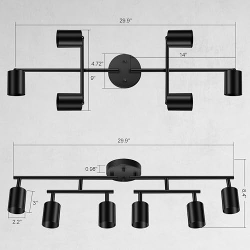6 Light Track Lighting Kit (Rotatable-6 Light-black)