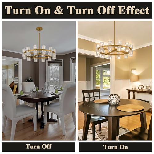 24 Inch Gold Crystal Wagon Wheel Chandelier with Crystal Shades (Gold 24 Inch - B / 24 Inch)