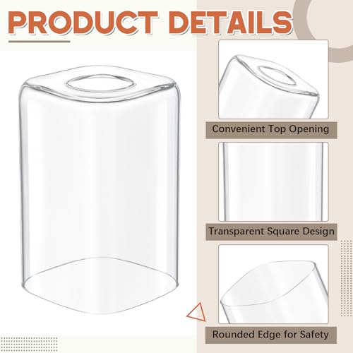 3 Pcs Square Vanity Clear Glass Shade Replacements for Pendant (Clear / Clear)