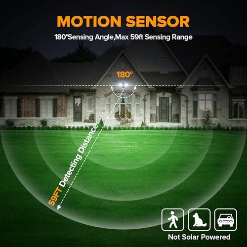34W 3700 Lumen LED Security Light Motion Sensor Outdoor Lights with Night Light (Black / 1 Pcs)