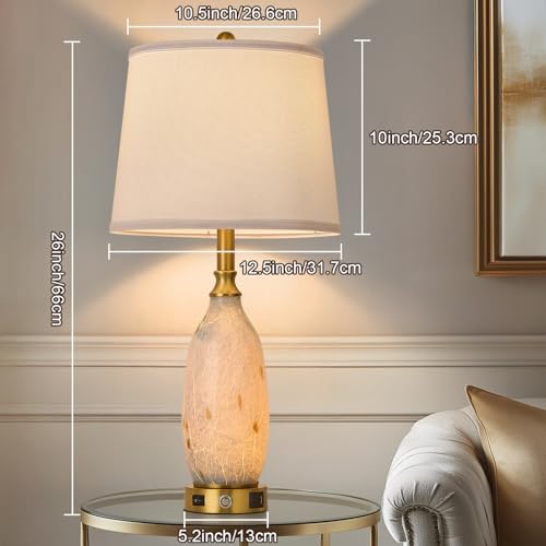 26" Modern Art Glass Table & Bedside Lamp (Blue+Gold / Large)