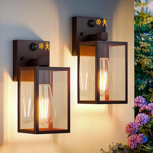 2 Pack Motion Sensor Outdoor Light Fixtures Wall Mount (10.24'' / Oil-Rubbed Bronze)