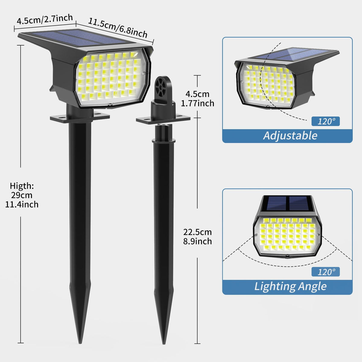 Solar Spot Lights Outdoor Waterproof Spotlight 2 Pack Cool White (Cool White / 2 Pack)