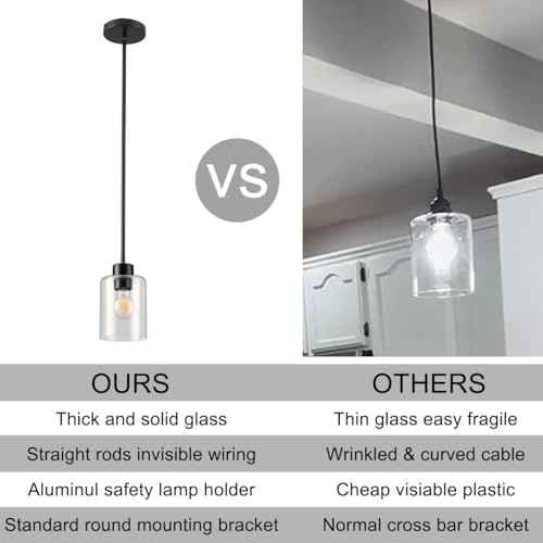 Black Pendant Lights Kitchen Island (Black seeded 1pk)
