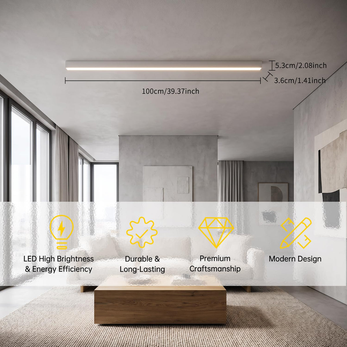 White ceiling light LED (White / 39.4IN)
