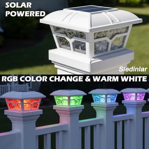 Solar Post Cap Lights Outdoor 2 Modes (Rgb White / 6 Pack)