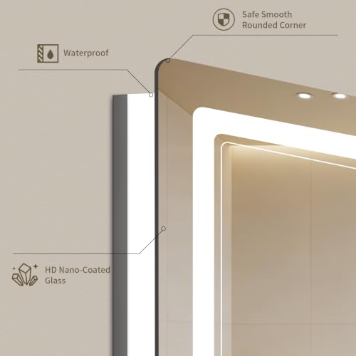 36"x36" LED Bathroom Mirror with Lights (36"L x 36"W)