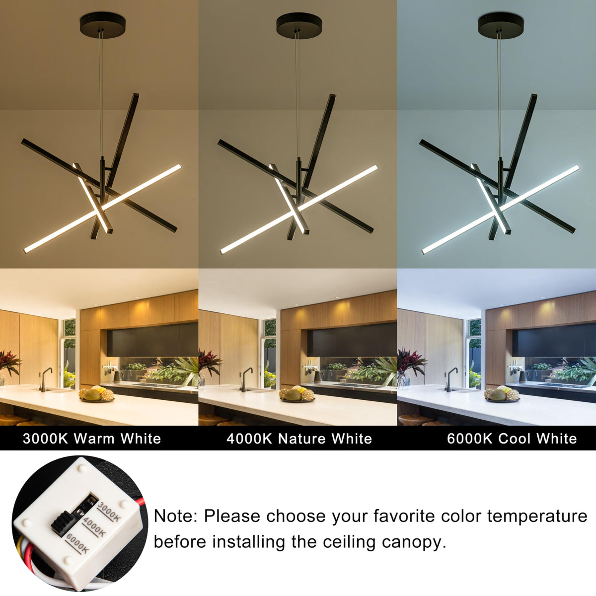 Modern LED Chandelier (Black-5 light)