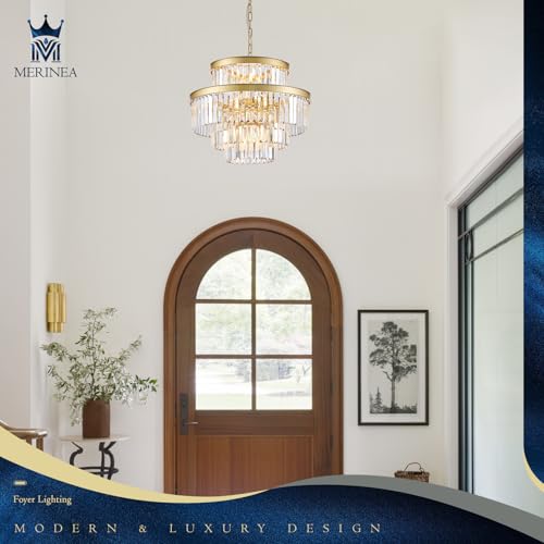 Gold Crystal Chandeliers 15 Lights 22" Luxury Round Chandelier (Gold / Medium-21.6”)