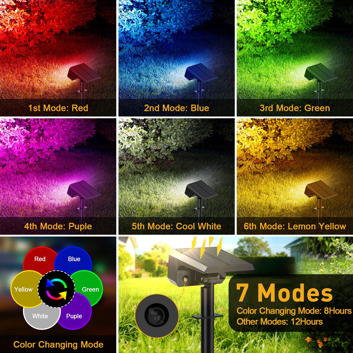 Solar Color Changing Spot Lights Outdoor (Colored)