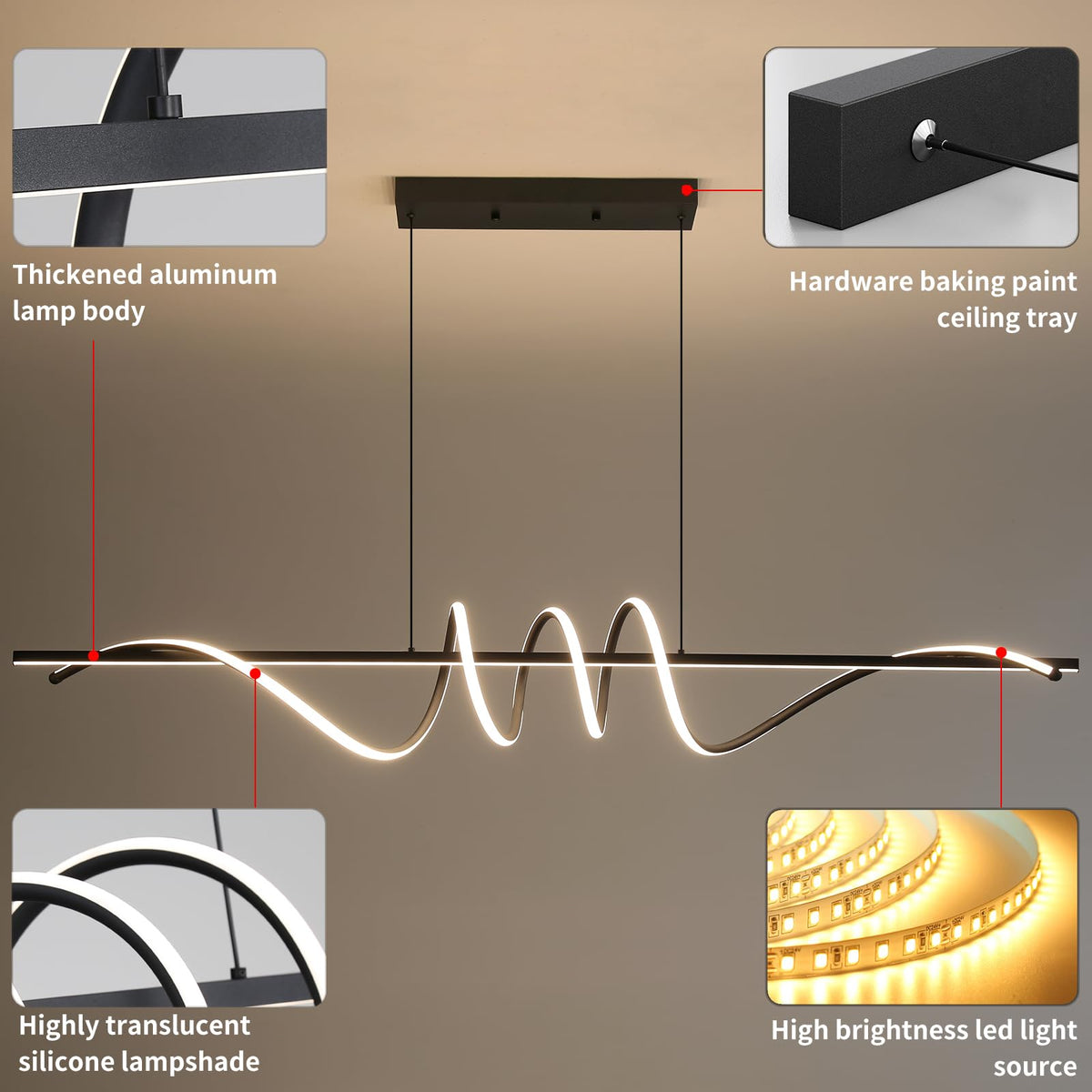 Modern Ceiling Chandelier Light (A / 57IN)