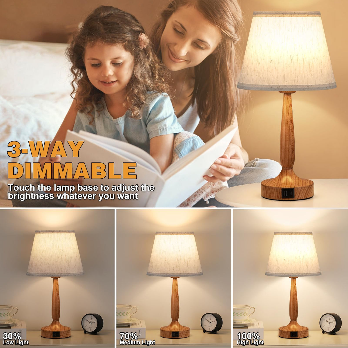 Wood Paint Touch Table Lamp for Bedroom (Wood Paint)
