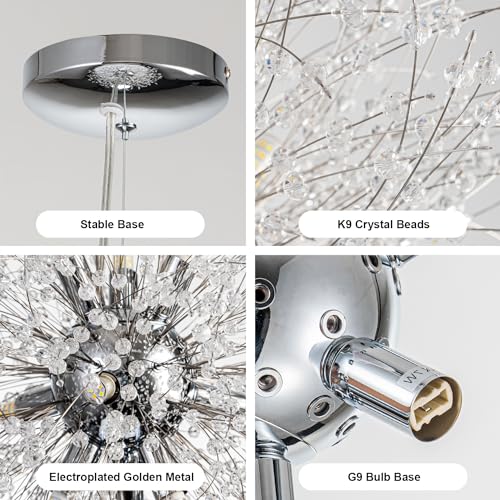 Modern Crystal Chandeliers Firework (Chrome / 9-Light (Semi-Flush Mount))